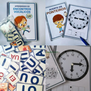 Kit Materiais Pedagógicos - Alfabetização - Autismo (Encontros Vocálicos + Relógio)
